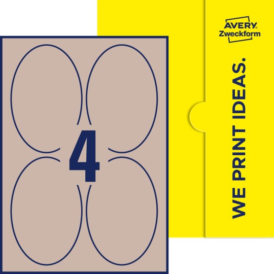 Packungsabbildung inlusive Stanze, Einzelbogen A4, Artikel 90x136-O, 90 x 136 mm, 4 Etiketten/Bogen
