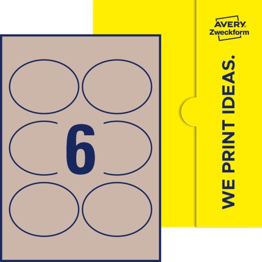 Packungsabbildung inlusive Stanze, Einzelbogen A4, Artikel 90x70-O, 90 x 70 mm, 6 Etiketten/Bogen