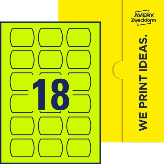 Packungsabbildung inklusive Stanzzeichnung Einzelbogen A4, Etiketten, 50 x 37 mm, 18 Etiketten/Bogen, Gerades Oval