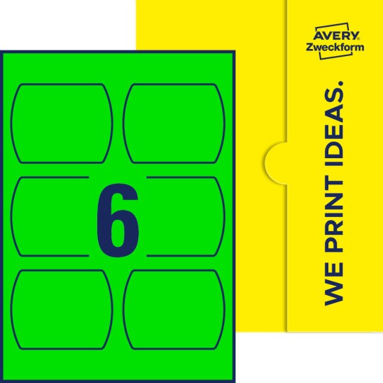 Packungsabbildung inlusive Stanze, Einzelbogen A4, Artikel 99x93-SO, 90 x 70 mm, 6 Etiketten/Bogen