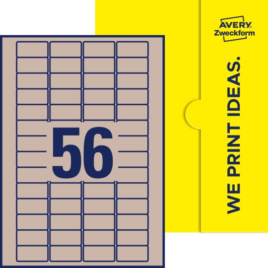 Packungsabbildung inklusive Stanzzeichnung Einzelbogen A4, Etiketten, 40 x 20 mm, 56 Etiketten/Bogen, Rechteckig