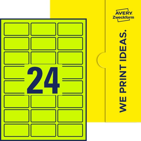 Packungsabbildung inklusive Stanzzeichnung Einzelbogen A4, Etiketten, 60 x 30 mm, 24 Etiketten/Bogen, Rechteckig