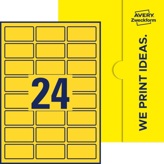 Packungsabbildung inklusive Stanzzeichnung Einzelbogen A4, Etiketten, 60 x 30 mm, 24 Etiketten/Bogen, Rechteckig