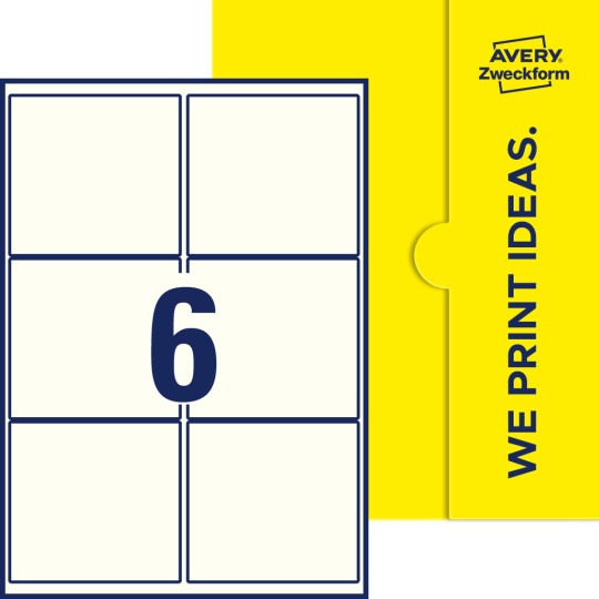 Packungsabbildung inlusive Stanze, Einzelbogen A4, Artikel 99x93-R, 99 x 93 mm, 6 Etiketten/Bogen