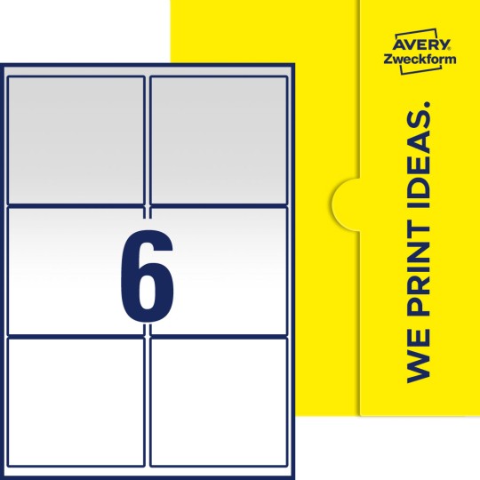 Packungsabbildung inlusive Stanze, Einzelbogen A4, Artikel 99x93-R, 99 x 93 mm, 6 Etiketten/Bogen