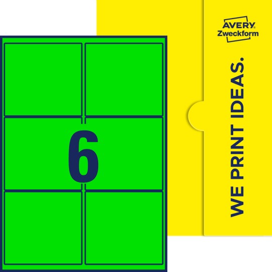 Packungsabbildung inlusive Stanze, Einzelbogen A4, Artikel 99x93-R, 99 x 93 mm, 6 Etiketten/Bogen