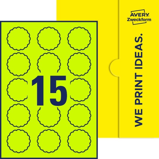 Packungsabbildung inklusive Stanzzeichnung Einzelbogen A4, Etiketten, 50 x 50 mm, 15 Etiketten/Bogen, Blume
