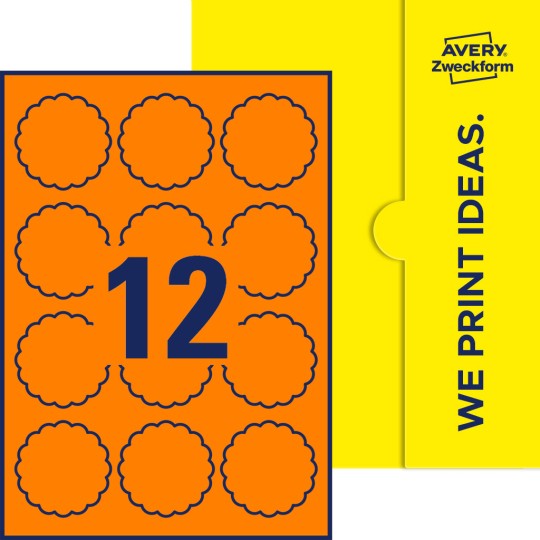 Packungsabbildung inklusive Stanzzeichnung Einzelbogen A4, Etiketten, 60 x 60 mm, 12 Etiketten/Bogen, Blume