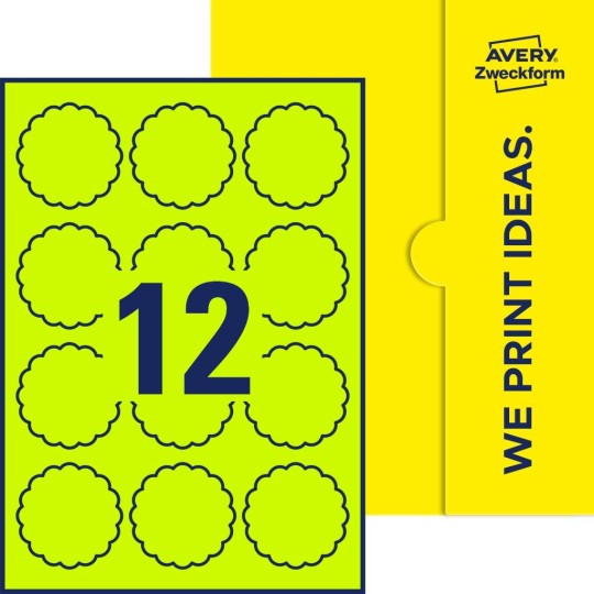 Packungsabbildung inklusive Stanzzeichnung Einzelbogen A4, Etiketten, 60 x 60 mm, 12 Etiketten/Bogen, Blume