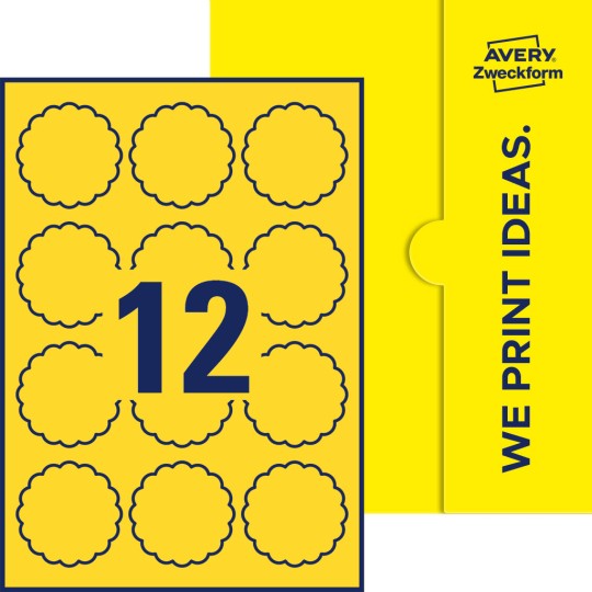 Packungsabbildung inklusive Stanzzeichnung Einzelbogen A4, Etiketten, 60 x 60 mm, 12 Etiketten/Bogen, Blume