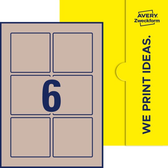 Packungsabbildung inlusive Stanze, Einzelbogen A4, Artikel 80x80-S, 80 x 80 mm, 6 Etiketten/Bogen