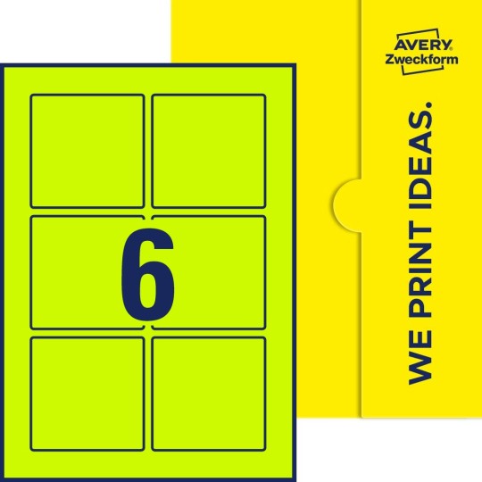 Packungsabbildung inlusive Stanze, Einzelbogen A4, Artikel 80x80-S, 80 x 80 mm, 6 Etiketten/Bogen