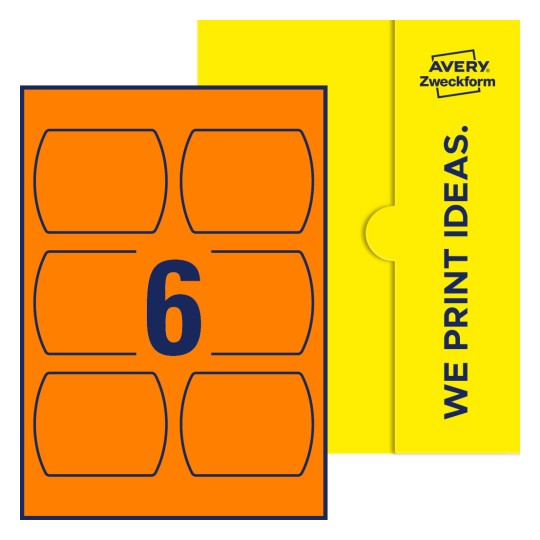 Packungsabbildung inlusive Stanze, Einzelbogen A4, Artikel 99x93-SO, 90 x 70 mm, 6 Etiketten/Bogen - Gerades Oval Etiketten, 90 x 70 mm