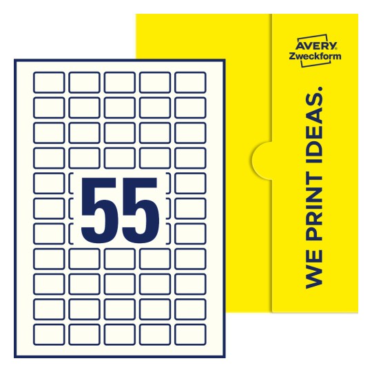 Stanzzeichnung Einzelbogen A4, Etiketten, 30 x 20 mm, 55 Etiketten/Bogen, Rechteckig - Rechteckige Etiketten, 30 x 20 mm