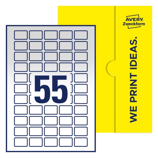 Stanzzeichnung Einzelbogen A4, Etiketten, 30 x 20 mm, 55 Etiketten/Bogen, Rechteckig - Rechteckige Etiketten, 30 x 20 mm