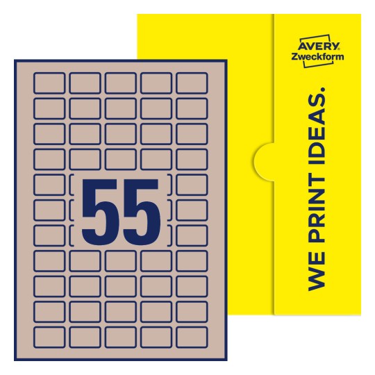 Stanzzeichnung Einzelbogen A4, Etiketten, 30 x 20 mm, 55 Etiketten/Bogen, Rechteckig - Rechteckige Etiketten, 30 x 20 mm