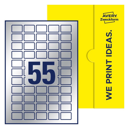Stanzzeichnung Einzelbogen A4, Etiketten, 30 x 20 mm, 55 Etiketten/Bogen, Rechteckig - Rechteckige Etiketten, 30 x 20 mm