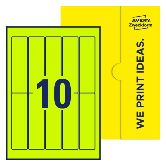 Stanzzeichnung Einzelbogen A4, Etiketten, 35 x 125 mm, 10 Etiketten/Bogen, Rechteckig - Rechteckige Etiketten, 35 x 125 mm
