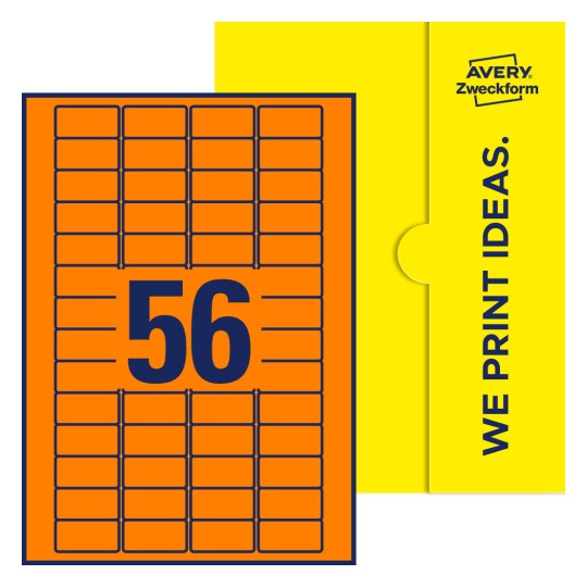 Packungsabbildung inklusive Stanzzeichnung Einzelbogen A4, Etiketten, 40 x 20 mm, 56 Etiketten/Bogen, Rechteckig - Rechteckige Etiketten, 40 x 20 mm