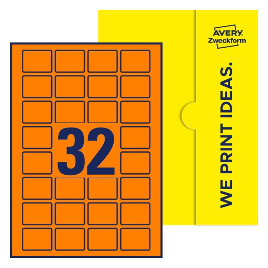 Packungsabbildung inklusive Stanzzeichnung Einzelbogen A4, Etiketten, 40 x 30 mm, 32 Etiketten/Bogen, Rechteckig - Rechteckige Etiketten, 40 x 30 mm