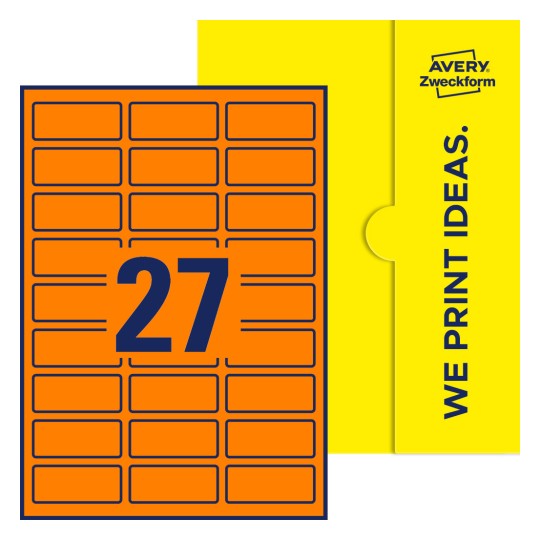 Packungsabbildung inklusive Stanzzeichnung Einzelbogen A4, Etiketten, 60 x 25 mm, 27 Etiketten/Bogen, Rechteckig - Rechteckige Etiketten, 60 x 25 mm
