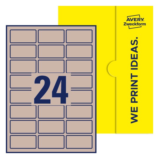 Packungsabbildung inklusive Stanzzeichnung Einzelbogen A4, Etiketten, 60 x 30 mm, 24 Etiketten/Bogen, Rechteckig - Rechteckige Etiketten, 60 x 30 mm