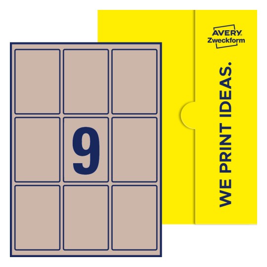 Packungsabbildung inlusive Stanze, Einzelbogen A4, Artikel 62x89-R, 62 x 89 mm, 9 Etiketten/Bogen - Rechteckige Etiketten, 62 x 89 mm