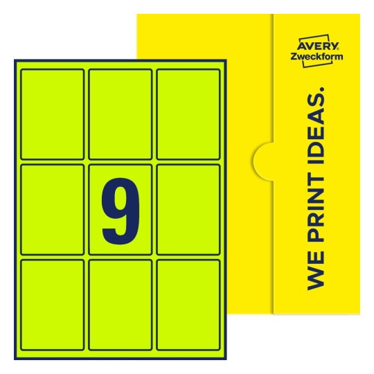 Packungsabbildung inlusive Stanze, Einzelbogen A4, Artikel 62x89-R, 62 x 89 mm, 9 Etiketten/Bogen - Rechteckige Etiketten, 62 x 89 mm