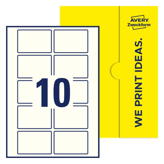Packungsabbildung inlusive Stanze, Einzelbogen A4, Artikel 76x51-R, 76 x 51 mm, 10 Etiketten/Bogen - Rechteckige Etiketten, 76 x 51 mm
