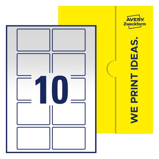 Packungsabbildung inlusive Stanze, Einzelbogen A4, Artikel 76x51-R, 76 x 51 mm, 10 Etiketten/Bogen - Rechteckige Etiketten, 76 x 51 mm