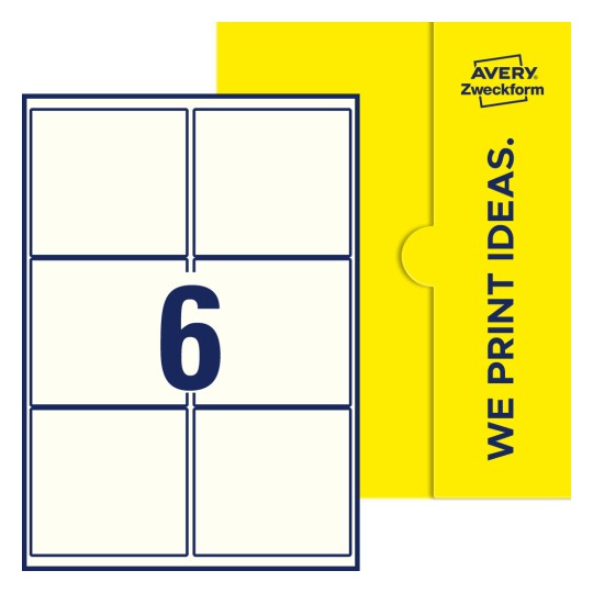 Packungsabbildung inlusive Stanze, Einzelbogen A4, Artikel 99x93-R, 99 x 93 mm, 6 Etiketten/Bogen - Rechteckige Etiketten, 99,1 x 93,1 mm