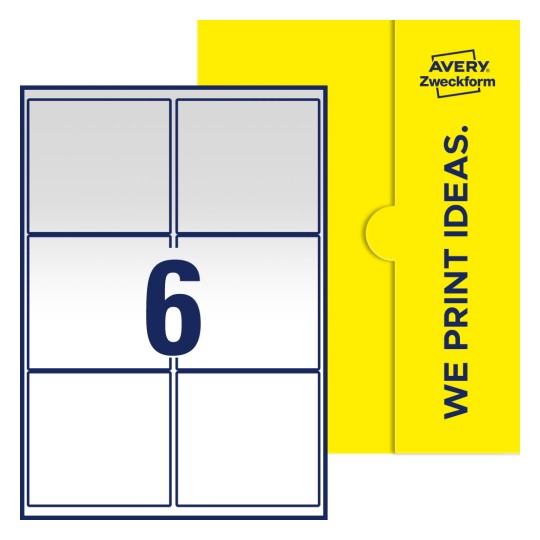 Packungsabbildung inlusive Stanze, Einzelbogen A4, Artikel 99x93-R, 99 x 93 mm, 6 Etiketten/Bogen - Rechteckige Etiketten, 99,1 x 93,1 mm