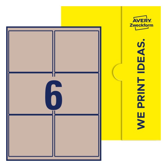 Packungsabbildung inlusive Stanze, Einzelbogen A4, Artikel 99x93-R, 99 x 93 mm, 6 Etiketten/Bogen - Rechteckige Etiketten, 99,1 x 93,1 mm