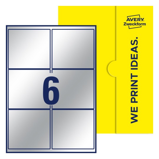 Packungsabbildung inlusive Stanze, Einzelbogen A4, Artikel 99x93-R, 99 x 93 mm, 6 Etiketten/Bogen - Rechteckige Etiketten, 99,1 x 93,1 mm