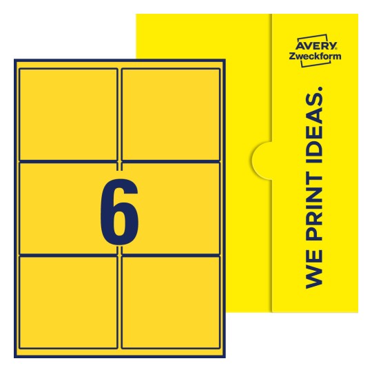 Packungsabbildung inlusive Stanze, Einzelbogen A4, Artikel 99x93-R, 99 x 93 mm, 6 Etiketten/Bogen - Rechteckige Etiketten, 99,1 x 93,1 mm