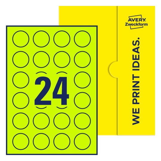 Stanzzeichnung Einzelbogen A4, Etiketten, 37 mm, 24 Etiketten/Bogen, Rund - Runde Etiketten, Ø 37 mm