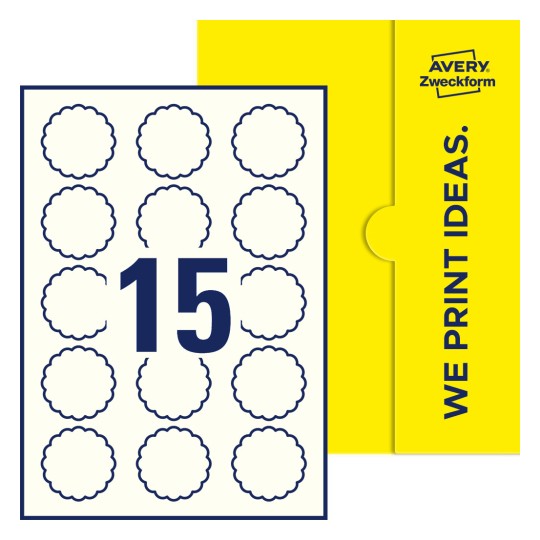 Packungsabbildung inklusive Stanzzeichnung Einzelbogen A4, Etiketten, 50 x 50 mm, 15 Etiketten/Bogen, Blume - Blumenförmige Etiketten, 50 x 50 mm