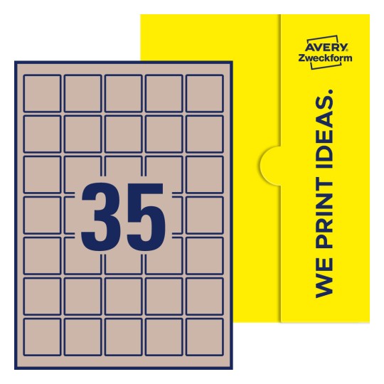 Stanzzeichnung Einzelbogen A4, Etiketten, 37 x 37 mm, 35 Etiketten/Bogen, Quadratisch - Quadratische Etiketten, 37 x 37 mm