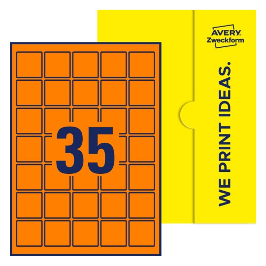Stanzzeichnung Einzelbogen A4, Etiketten, 37 x 37 mm, 35 Etiketten/Bogen, Quadratisch - Quadratische Etiketten, 37 x 37 mm