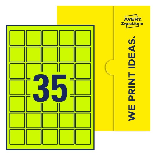 Stanzzeichnung Einzelbogen A4, Etiketten, 37 x 37 mm, 35 Etiketten/Bogen, Quadratisch - Quadratische Etiketten, 37 x 37 mm