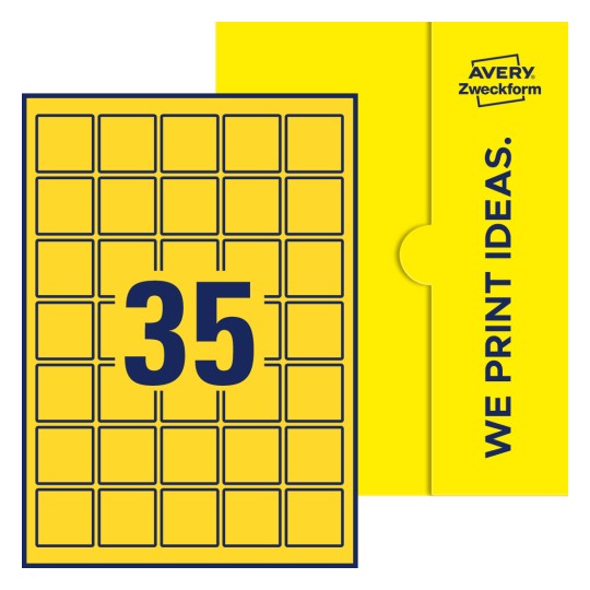 Stanzzeichnung Einzelbogen A4, Etiketten, 37 x 37 mm, 35 Etiketten/Bogen, Quadratisch - Quadratische Etiketten, 37 x 37 mm