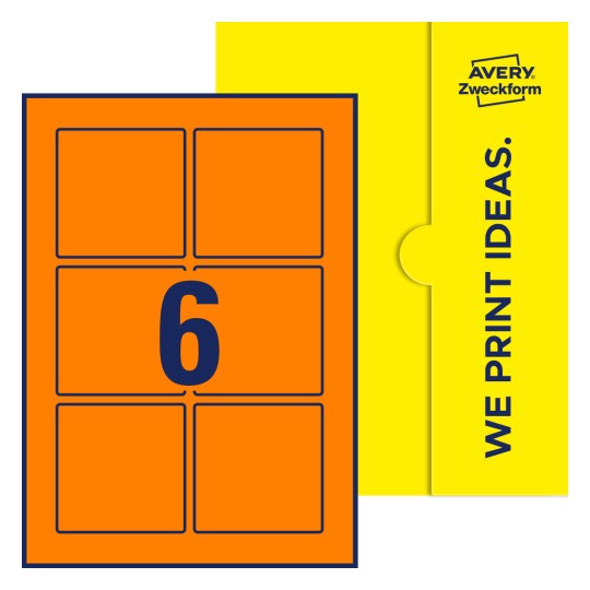 Packungsabbildung inlusive Stanze, Einzelbogen A4, Artikel 80x80-S, 80 x 80 mm, 6 Etiketten/Bogen - Quadratische Etiketten, 80 x 80 mm