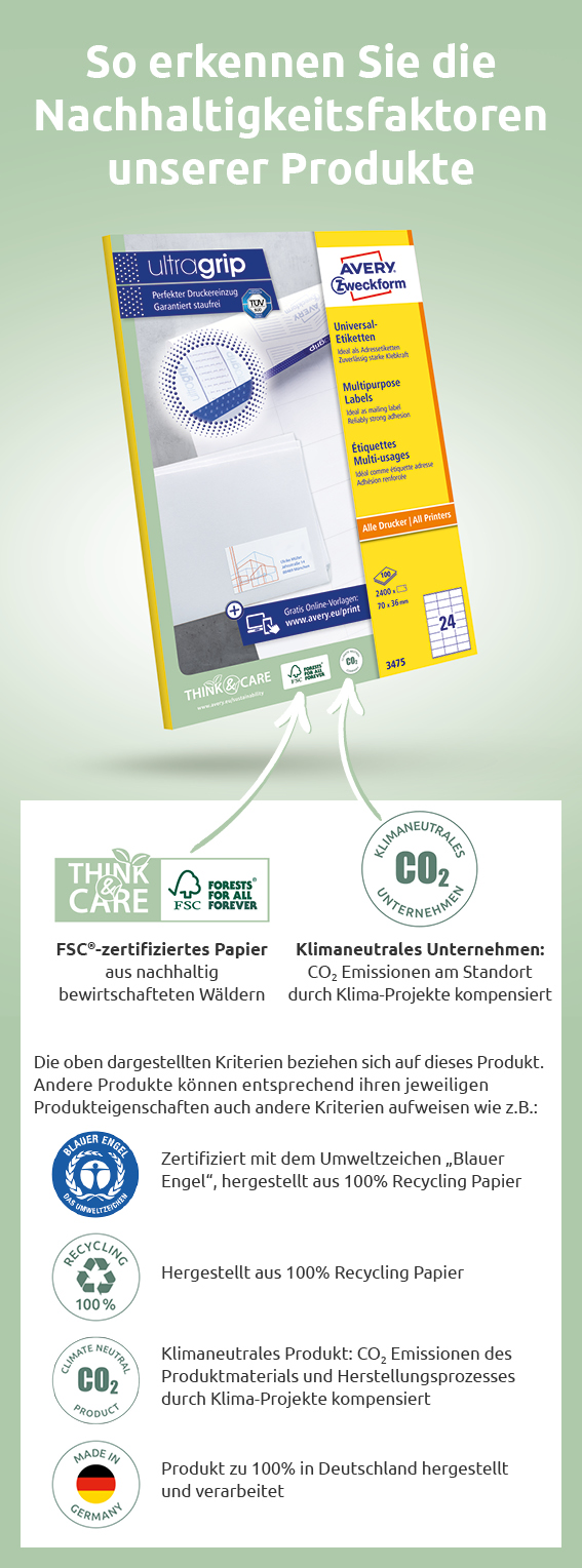 Nachhaltigkeitslogos Produktpackung