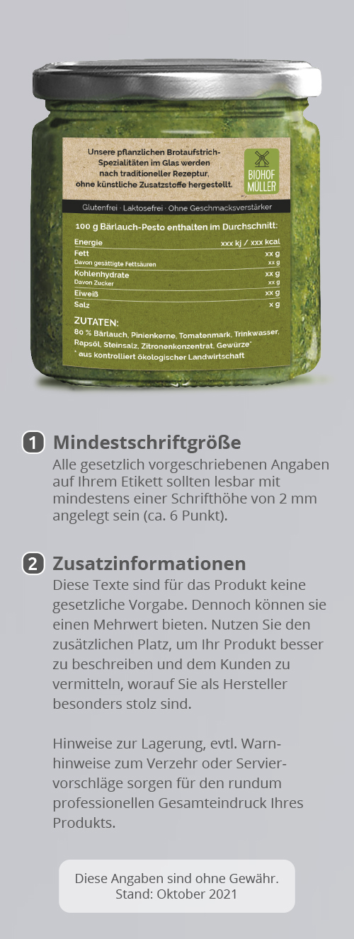 Pestoetikett Rückseite