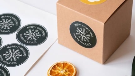 kleine Extrasticker mit netter Weihnachtsbotschaft werten Ihre Produkte auf