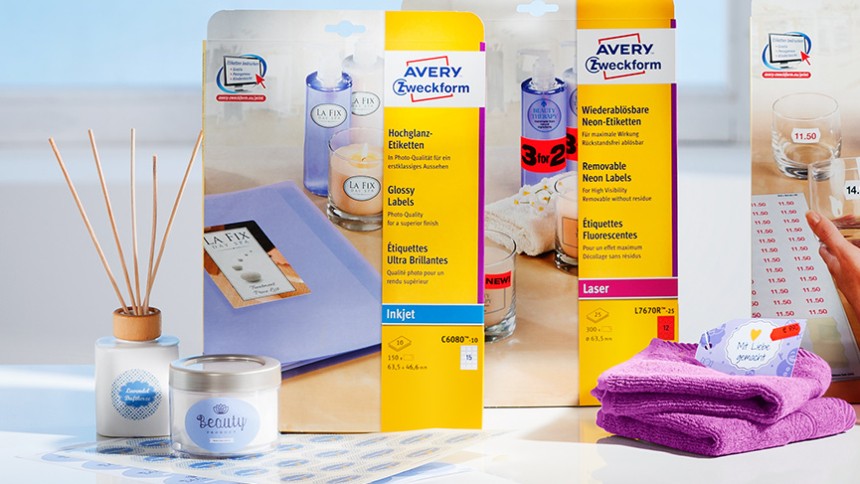 Sortiment der Etiketten zur Preis- und Produktkennzeichnung