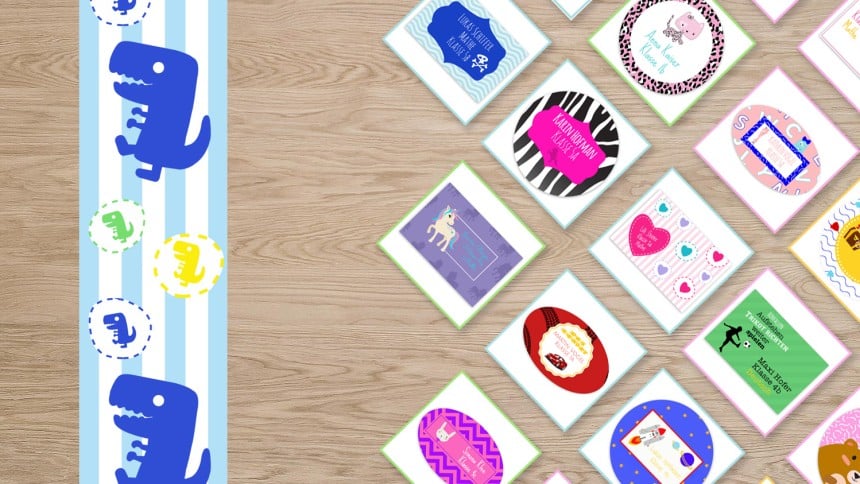 Bunte Schuletiketten