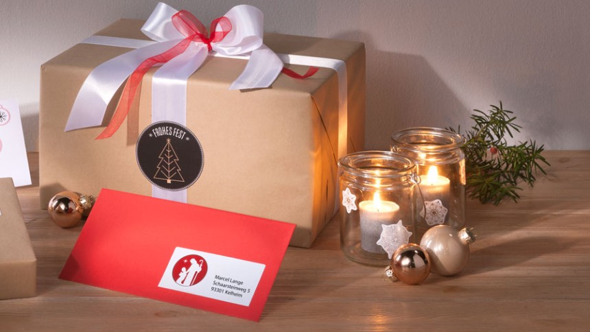 Weihnachtsmotive für Flaschen, Geschenke