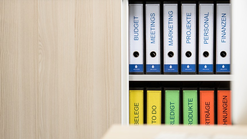 professionell beschriftete Ordner