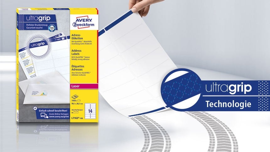Adressetiketten mit ultragrip Technologie